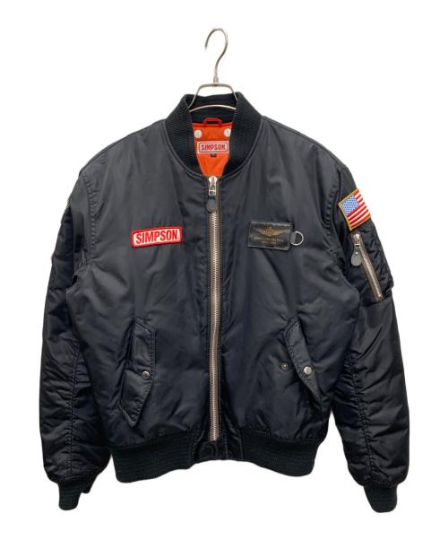 SIMPSON（シンプソン）SIMPSON (シンプソン) MA-1ジャケット ブラック サイズ:LLの古着・服飾アイテム