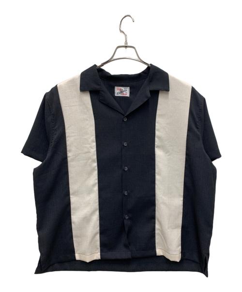 OLD KARAKU WORK（オールドカラクワーク）OLD KARAKU WORK (オールドカラクワーク) 半袖シャツ ブラック×ベージュ サイズ:Lの古着・服飾アイテム