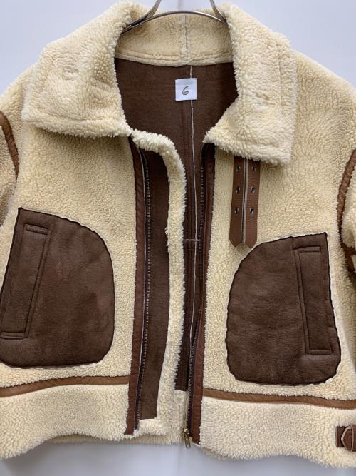 UNITED ARROWS（ユナイテッドアローズ）UNITED ARROWS (ユナイテッドアローズ) 6(ROKU) BEAUTY&YOUTH (ロク ビューティーアンドユース) ボアジャケット ベージュ×ブラウン サイズ:Sの古着・服飾アイテム