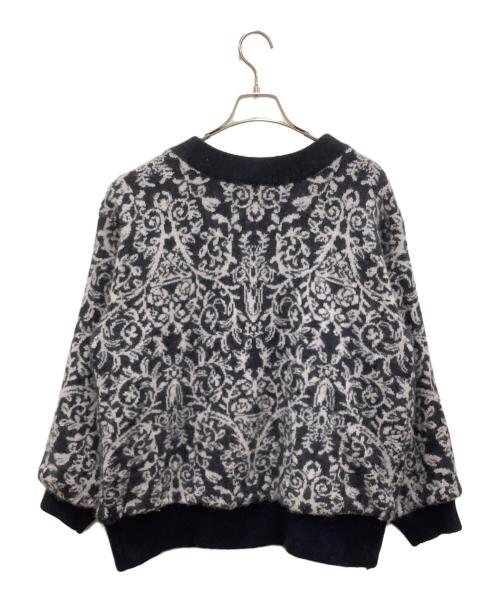 Snidel（スナイデル）Snidel (スナイデル) ビジューボタンジャガードカーディガン ブラック×ベージュ サイズ:FREEの古着・服飾アイテム