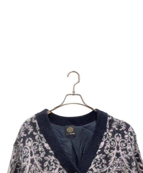 Snidel（スナイデル）Snidel (スナイデル) ビジューボタンジャガードカーディガン ブラック×ベージュ サイズ:FREEの古着・服飾アイテム