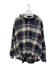 gold（ゴールド）の古着「COTTON NEL CHECK OVER SIZE PARKA」｜ブラウン×グレー