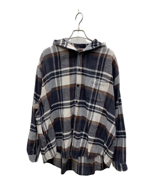 gold（ゴールド）gold (ゴールド) COTTON NEL CHECK OVER SIZE PARKA ブラウン×グレー サイズ:Lの古着・服飾アイテム