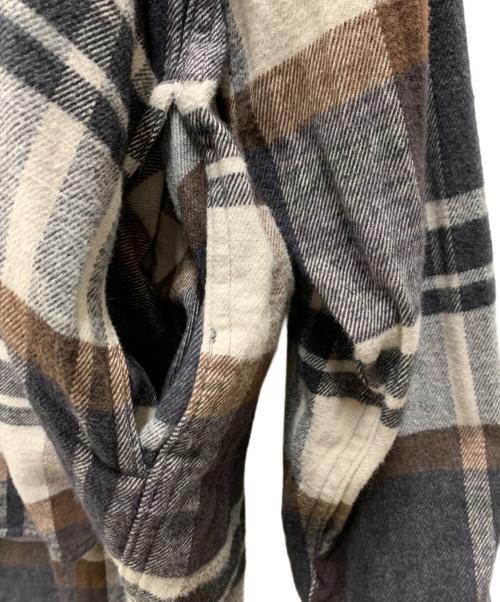 gold（ゴールド）gold (ゴールド) COTTON NEL CHECK OVER SIZE PARKA ブラウン×グレー サイズ:Lの古着・服飾アイテム