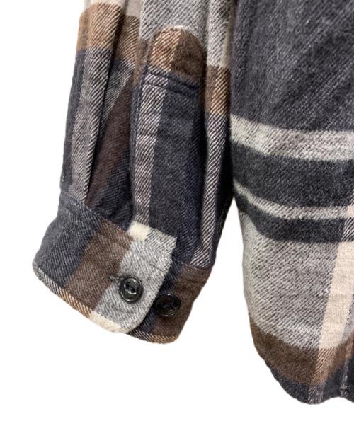gold（ゴールド）gold (ゴールド) COTTON NEL CHECK OVER SIZE PARKA ブラウン×グレー サイズ:Lの古着・服飾アイテム