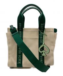 Kate Spade（ケイトスペード）の古着「プレティキャンバススモールトートバッグ」｜アイボリー×グリーン