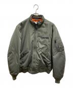 AVIREXアヴィレックス）の古着「ステンシルジャケット」｜カーキ×オレンジ