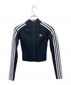 adidasアディダス）の古着「スリーストライプス スリム ニット トラックトップ」｜ブラック