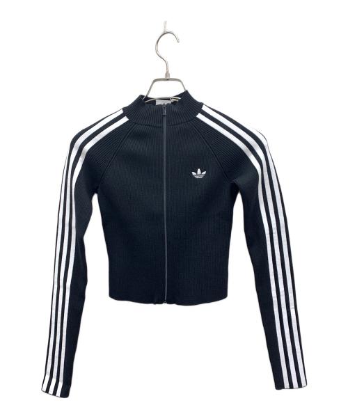 adidas（アディダス）adidas (アディダス) スリーストライプス スリム ニット トラックトップ ブラック サイズ:S 未使用品の古着・服飾アイテム