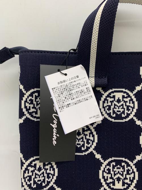 ANNE COQUINE（アンコキーヌ）Anne Coquine (アンコキーヌ) トートバッグ ネイビー×ホワイト 未使用品の古着・服飾アイテム