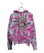 JOYRICHジョイリッチ）の古着「プルオーバーパーカー」｜グレー×ピンク