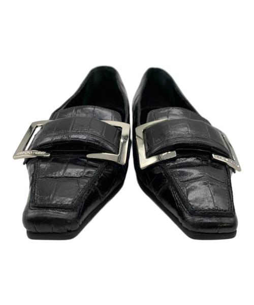 sergio rossi（セルジオロッシ）sergio rossi (セルジオロッシ) クロコ型押しレザーローファー ブラック サイズ:34 未使用品の古着・服飾アイテム