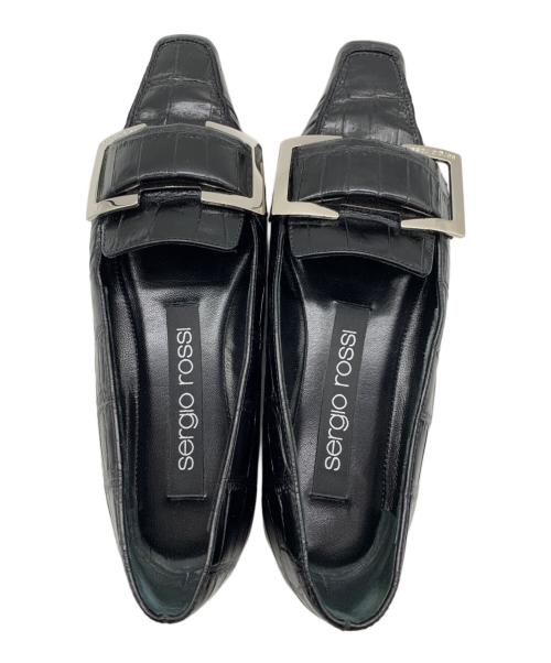 sergio rossi（セルジオロッシ）sergio rossi (セルジオロッシ) クロコ型押しレザーローファー ブラック サイズ:34 未使用品の古着・服飾アイテム