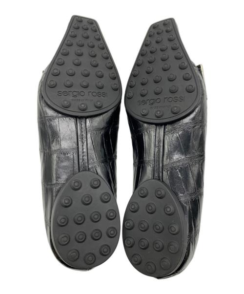 sergio rossi（セルジオロッシ）sergio rossi (セルジオロッシ) クロコ型押しレザーローファー ブラック サイズ:34 未使用品の古着・服飾アイテム