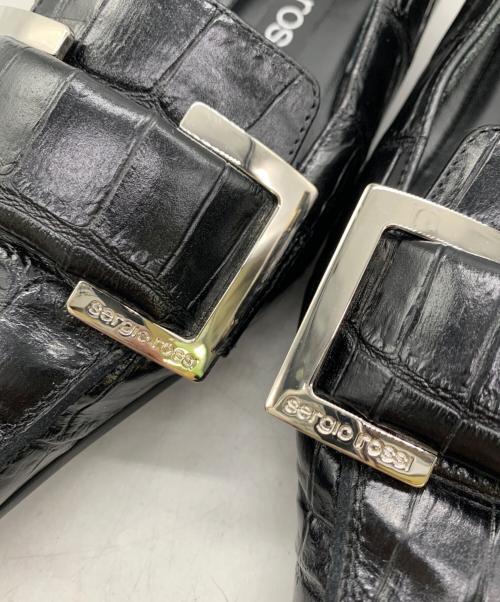 sergio rossi（セルジオロッシ）sergio rossi (セルジオロッシ) クロコ型押しレザーローファー ブラック サイズ:34 未使用品の古着・服飾アイテム