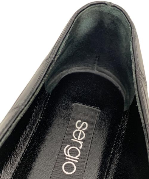 sergio rossi（セルジオロッシ）sergio rossi (セルジオロッシ) クロコ型押しレザーローファー ブラック サイズ:34 未使用品の古着・服飾アイテム