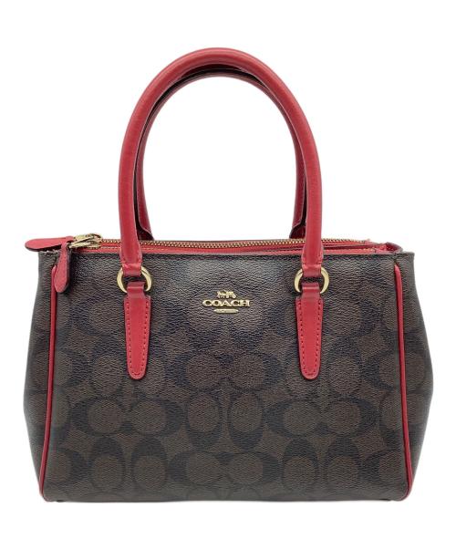 COACH（コーチ）COACH (コーチ) ハンドバッグ ブラウン×レッドの古着・服飾アイテム