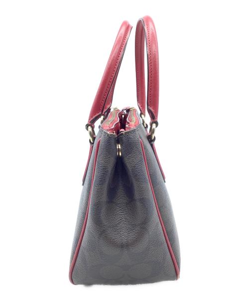 COACH（コーチ）COACH (コーチ) ハンドバッグ ブラウン×レッドの古着・服飾アイテム