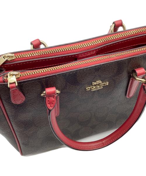 COACH（コーチ）COACH (コーチ) ハンドバッグ ブラウン×レッドの古着・服飾アイテム