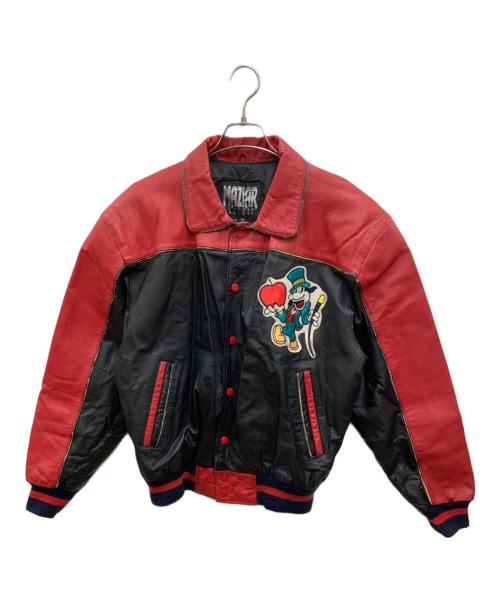 MAZIAR LEATHER GALLERY（マジア・レザー・ギャラリー）MAZIAR LEATHER GALLERY (マジア・レザー・ギャラリー) レザージャケット ブラック×レッド サイズ:Mの古着・服飾アイテム