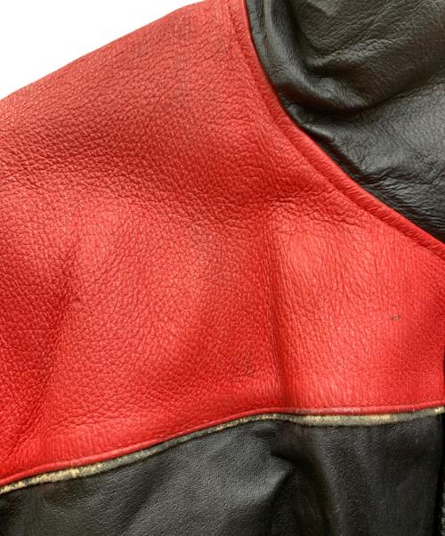 MAZIAR LEATHER GALLERY（マジア・レザー・ギャラリー）MAZIAR LEATHER GALLERY (マジア・レザー・ギャラリー) レザージャケット ブラック×レッド サイズ:Mの古着・服飾アイテム