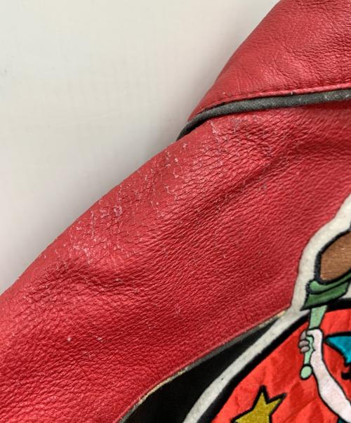 MAZIAR LEATHER GALLERY（マジア・レザー・ギャラリー）MAZIAR LEATHER GALLERY (マジア・レザー・ギャラリー) レザージャケット ブラック×レッド サイズ:Mの古着・服飾アイテム