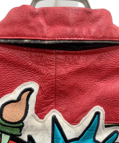 MAZIAR LEATHER GALLERY（マジア・レザー・ギャラリー）MAZIAR LEATHER GALLERY (マジア・レザー・ギャラリー) レザージャケット ブラック×レッド サイズ:Mの古着・服飾アイテム