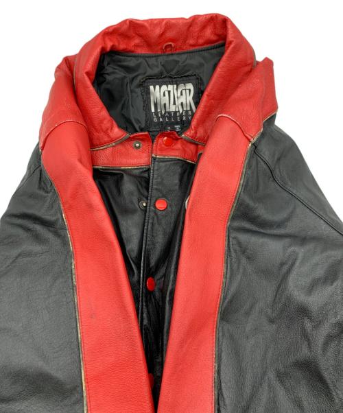 MAZIAR LEATHER GALLERY（マジア・レザー・ギャラリー）MAZIAR LEATHER GALLERY (マジア・レザー・ギャラリー) レザージャケット ブラック×レッド サイズ:Mの古着・服飾アイテム