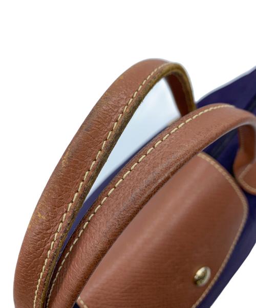 LONGCHAMP（ロンシャン）LONGCHAMP (ロンシャン) ハンドバッグ ネイビー×ブラウンの古着・服飾アイテム