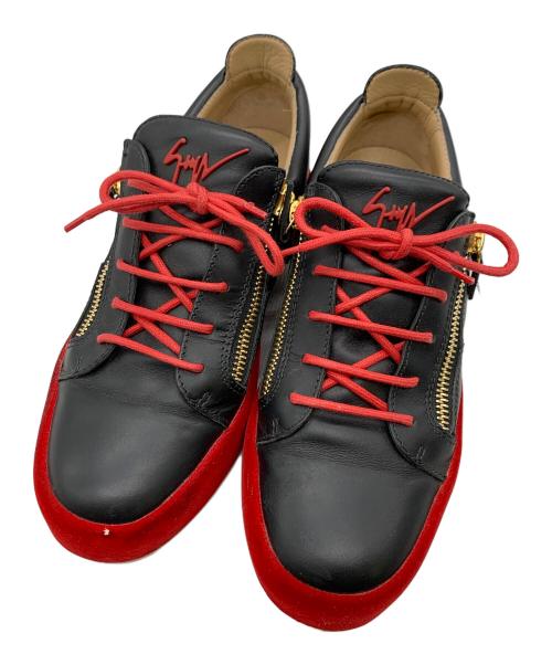 GIUSEPPE ZANOTTI（ジュゼッペザノッティ）GIUSEPPE ZANOTTI (ジュゼッペザノッティ) シューズ ブラック×レッド サイズ:43の古着・服飾アイテム