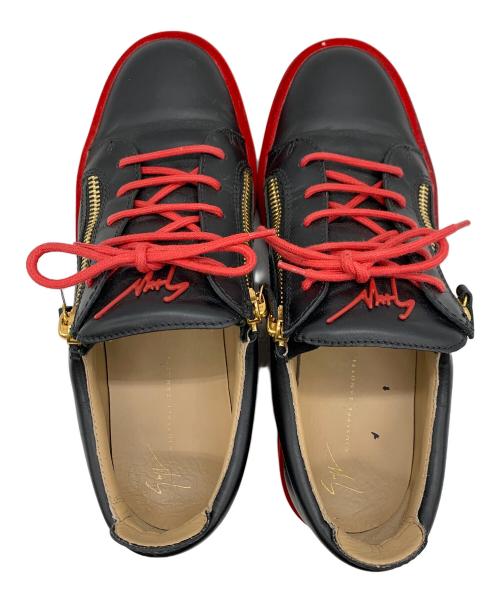 GIUSEPPE ZANOTTI（ジュゼッペザノッティ）GIUSEPPE ZANOTTI (ジュゼッペザノッティ) シューズ ブラック×レッド サイズ:43の古着・服飾アイテム