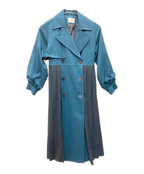 HARE（ハレ）HARE (ハレ) バイカラープリーツコート ブルー×ネイビー サイズ:Freeの古着・服飾アイテム
