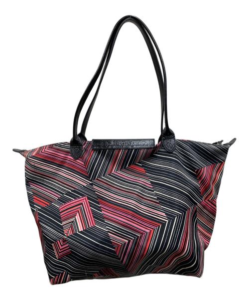LONGCHAMP（ロンシャン）LONGCHAMP (ロンシャン) ハンドバッグ ブラック×レッドの古着・服飾アイテム