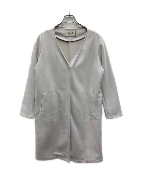 Acuta（アクータ）Acuta (アクータ) フェイクスエードVネックコート ライトグレー サイズ:FREEの古着・服飾アイテム