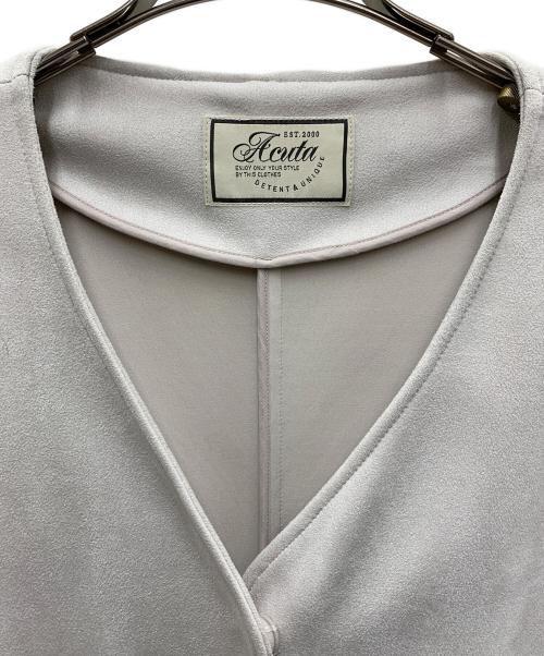Acuta（アクータ）Acuta (アクータ) フェイクスエードVネックコート ライトグレー サイズ:FREEの古着・服飾アイテム