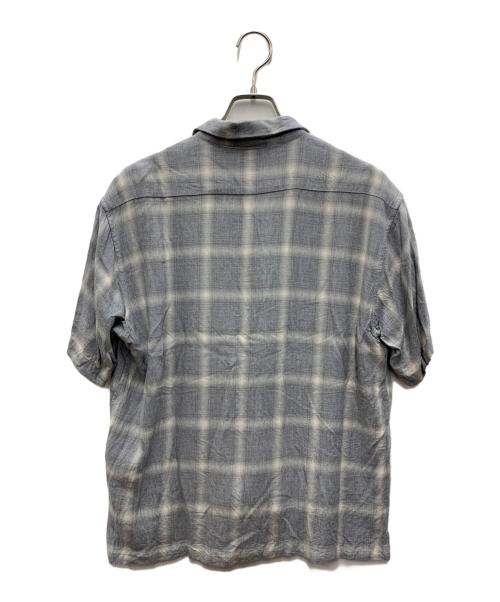 Schott（ショット）Schott (ショット) 半袖シャツ ライトグレー×ホワイト サイズ:Mの古着・服飾アイテム
