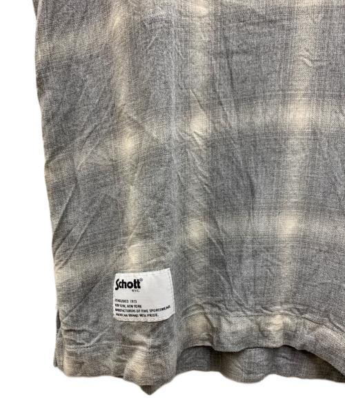 Schott（ショット）Schott (ショット) 半袖シャツ ライトグレー×ホワイト サイズ:Mの古着・服飾アイテム