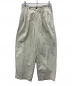 Sea Room lynnシールームリン）の古着「2tuckナイロンボリュームパンツ」｜ライトグリーン