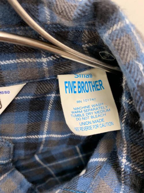 FIVE BROTHER（ファイブブラザー）FIVE BROTHER (ファイブブラザー) 長袖シャツ ブルー×ブラウン サイズ:Sの古着・服飾アイテム