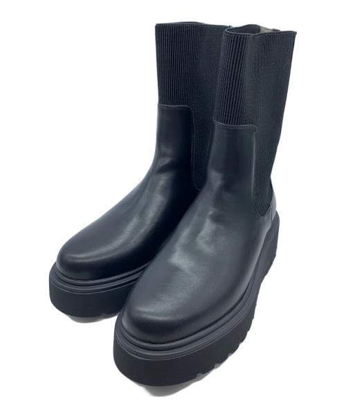 ORIENTAL TRAFFIC（オリエンタルトラフィック）ORIENTAL TRAFFIC (オリエンタルトラフィック) 厚底リブニットブーツ ブラック サイズ:Lの古着・服飾アイテム