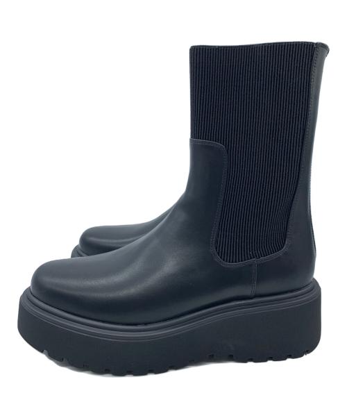 ORIENTAL TRAFFIC（オリエンタルトラフィック）ORIENTAL TRAFFIC (オリエンタルトラフィック) 厚底リブニットブーツ ブラック サイズ:Lの古着・服飾アイテム