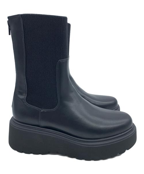 ORIENTAL TRAFFIC（オリエンタルトラフィック）ORIENTAL TRAFFIC (オリエンタルトラフィック) 厚底リブニットブーツ ブラック サイズ:Lの古着・服飾アイテム