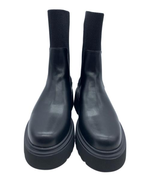 ORIENTAL TRAFFIC（オリエンタルトラフィック）ORIENTAL TRAFFIC (オリエンタルトラフィック) 厚底リブニットブーツ ブラック サイズ:Lの古着・服飾アイテム