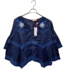 sara mallika（サラマリカ）の古着「半袖ブラウス」｜ネイビー