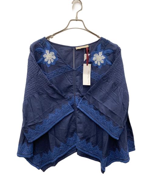 sara mallika（サラマリカ）sara mallika (サラマリカ) 半袖ブラウス ネイビー サイズ:free 未使用品の古着・服飾アイテム