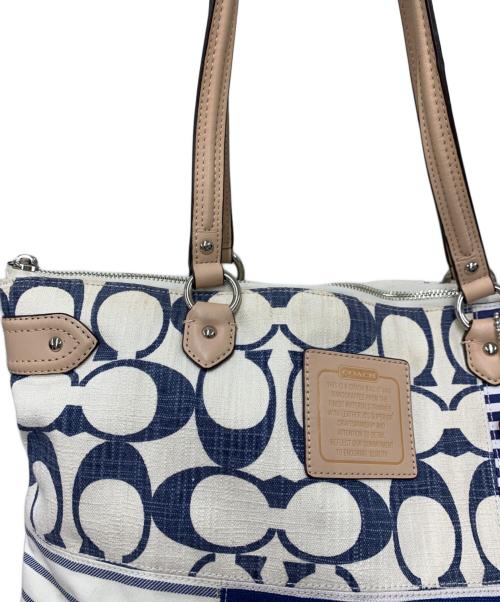 COACH（コーチ）COACH (コーチ) トートバッグ ホワイト×ネイビーの古着・服飾アイテム