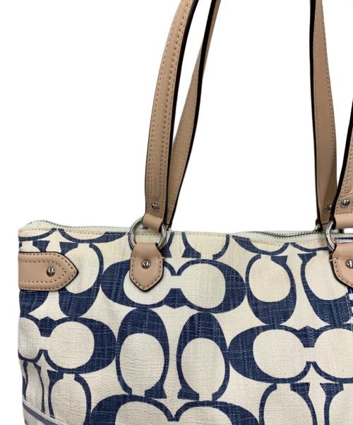 COACH（コーチ）COACH (コーチ) トートバッグ ホワイト×ネイビーの古着・服飾アイテム