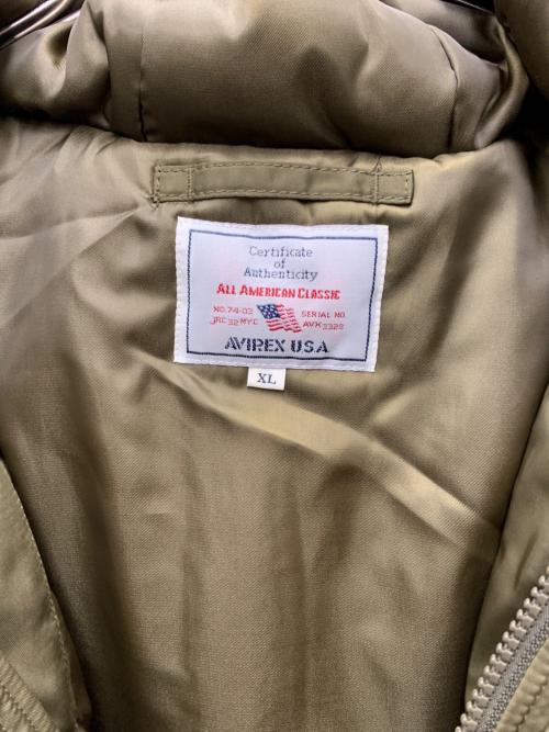 AVIREX（アヴィレックス）AVIREX (アヴィレックス) ミリタリージャケット オリーブ サイズ:XL 未使用品の古着・服飾アイテム