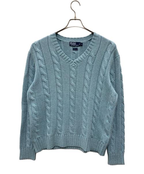 POLO RALPH LAUREN（ポロ・ラルフローレン）POLO RALPH LAUREN (ポロ・ラルフローレン) 薄手ニット ブルー サイズ:XLの古着・服飾アイテム