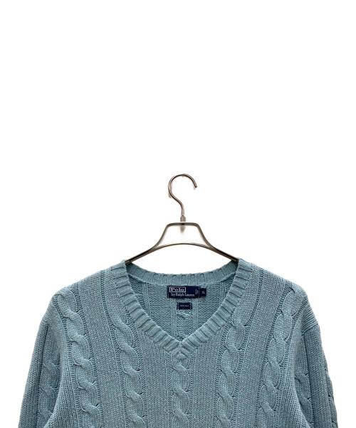 POLO RALPH LAUREN（ポロ・ラルフローレン）POLO RALPH LAUREN (ポロ・ラルフローレン) 薄手ニット ブルー サイズ:XLの古着・服飾アイテム